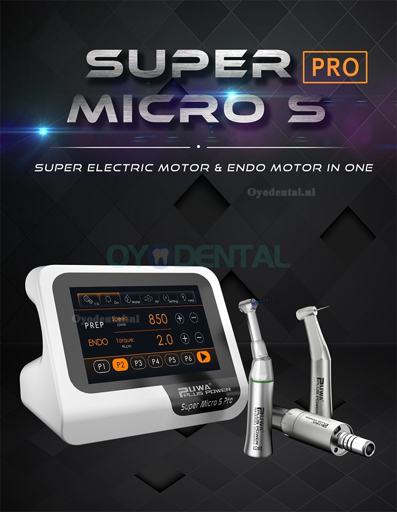 Pluspower® Micro S Pro 2-in-1 tandheelkundige borstelloze elektromotor met endomotor